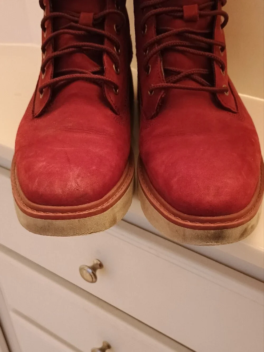 Timberland Kenniston Red Maroon Moto Lace Up Genuine Nubuck Leather Boots